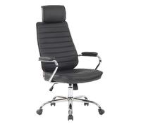 Silla de oficina rako de cuero auténtico negro 57x59x117 cm