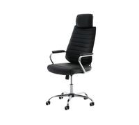 Silla de oficina rako tapizado en polipiel con asiento ergonómico y reposabrazos 60x67x117cm color negro