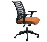 Silla de Oficina Rocada con Respaldo de Malla Negra y Asiento Tapizado en Color Naranja - Ergonómica y de Alta Calidad