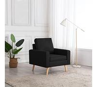 Silla de oficina silla de acento en estilo moderno para salón,Sillón de tela negra, adecuada para comedor sala de estar recibidor 77 x 71 x 80 cm (largo x ancho x alto)