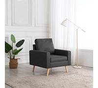 Silla de oficina silla de acento estilo moderno para salón,sillón gris oscuro tela,Adecuado para comedor sala de estar recibidor 77 x 71 x 80 cm (largo x ancho x alto)