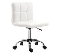 Silla de oficina - Silla de escritorio ergonómica - Sin reposabrazos - Regulable en altura - Giratoria - Acolchada - Imitación de cuero - Blanca
