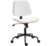 Silla de oficina - Silla de escritorio - Sin reposabrazos - Giratoria - Imitación de cuero - Asiento en forma de U - Regulable en altura - Mecanismo basculante - Blanca