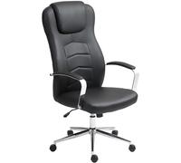 Silla de oficina - Silla de trabajo - Silla de escritorio - Silla de escritorio de imitación cuero - Silla giratoria - Negra - Altura ajustable