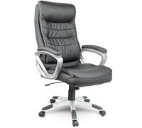 Silla de oficina Sofotel modelo EG-226, tapizada en cuero negro