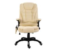 vidaXL Silla de oficina Stanlow función masaje y calefacción cuero sintético crema
