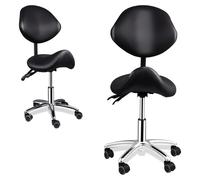 Silla de oficina tipo silla de montar con respaldo - Altura ajustable de 40 a 52 cm - Imitación de cuero, color