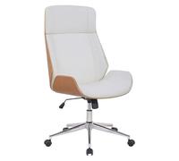 CLP Silla de Oficina ergonómica con reposabrazos Varel, Silla de Escritorio con Moderna Estructura giratoria y Regulable en Altura, Color:Natural/Blanco