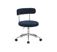 Silla de oficina vintage de tela con ruedas , angela, azul, 53x51x71 cm