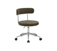 Silla de oficina vintage de tela con ruedas , angela, verde kaki, 53x51x71 cm