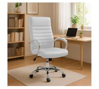 CLP Silla de oficina XL Valais, tapizada en simil cuero, giratoria, regulable, blanca