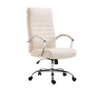 CLP Trading GmbH Silla de oficina XL Valais tapizada en símil cuero, giratoria y regulable, crema