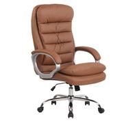 CLP Silla de oficina Vancouver XXL, símil cuero, regulable, ergonómica, marrón claro