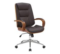 CLP Silla de oficina Brostuhl Yankton - polipiel, madera curvada, base metálica - Nuez/Marrón
