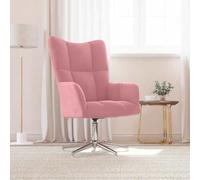 Silla de relajación genérica rosa terciopelo diseño moderno, asiento giratorio 360° con espuma gruesa, marco de acero y patas cruzadas, comodidad óptima para salón, carga máxima 110 kg