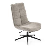 Silla de relax giratoria tapizada en tela gris altura regulable 89-95 cm asiento ancho con relleno acolchado estilo moderno base metálica resistente hasta 120 kg ideal para salón dormitorio oficina
