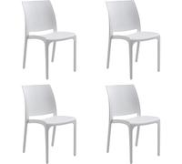 Silla de resina fabricada en Italia Diseño para interior y exterior SOFIA Blanco 4 piezas