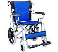 Silla de ruedas portátil plegable para el hogar con respaldo abatible, silla de viaje de acero con brazos completos/reposapiés abatibles para adultos, asiento de 18 pulgadas de ancho (A)