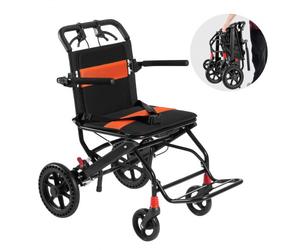 Silla de ruedas VEVOR, silla de transporte ultraligera de aleación de aluminio para adultos, silla de ruedas plegable con brazos abatibles hasta el largo del escritorio, freno autoblocante, asiento de