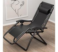 Silla de salón acolchada de gran tamaño, silla de patio plegable reclinable ajustable, construcción de malla de acero para comodidad al aire libre