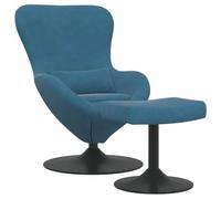 Silla de salón de terciopelo azul con puf | Base giratoria de 360 grados, diseño moderno, reposabrazos cómodos, para salón o dormitorio