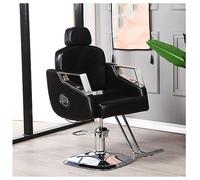 Silla de salón hidráulica profesional con respaldo reclinable, altura ajustable, giratoria 360 grados, para estilistas, salones de belleza, estudios de tatuajes, color negro