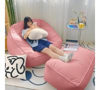 Silla de sofá con otomana, moderna silla cuadrada para adultos, silla de sofá acogedora y perezosa, silla de acento de ocio con reposabrazos para sala de estar, dormitorio, espacios pequeños, color