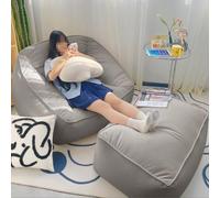 Silla de sofá con otomana, moderna silla cuadrada para adultos, silla de sofá acogedora y perezosa, silla de acento de ocio con reposabrazos para sala de estar, dormitorio, espacios pequeños, color