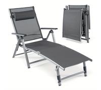 Silla de sol de aluminio para exteriores, plegable para patio con 8 posiciones ajustables de espalda y 2 piernas, reclinador de sol con tela de secado rápido para alrededor de , patio trasero, playa