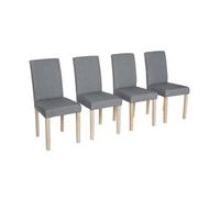 sweeek-Silla de Tela con Patas de Madera, Set de 4 Gris Claro - 43x56.5x92.5 cm