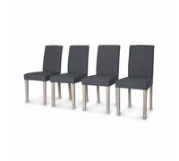 Silla de tela con patas de madera, set de 4, Gris oscuro