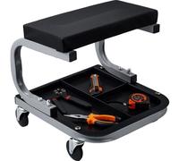 Silla de trabajo con ruedas - Silla para taller - Capacidad de carga: 113 kg - Acero y poliuretano (PU) - Asiento: 36 x 18 x 4 cm - Dimensiones: 36 x 36 x 36 cm