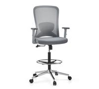 Silla De Trabajo / Silla De Mostrador Top Work 44 W Asiento De Tela / Respaldo De Malla Gris Hjh Office