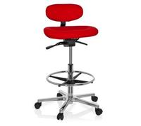 Silla De Trabajo / Taburete De Trabajo Con Ruedas Work Mf Rojo Oscuro Cromado Hjh Office