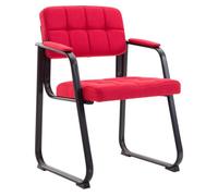CLP Silla con Reposabrazos Canada B, Acolchada de Visita, Estructura Metal Negra Mate, Conferencia, Sala de Espera de Tela, Color:Rojo