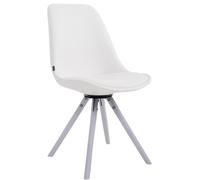 Silla de visita CLP Calais, con base giratoria y patas de madera redondas, estructura blanca, color blanco