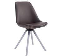 Silla de visita CLP Calais, con base giratoria y patas de madera redondas, estructura de color marrón y marco blanco