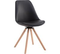 Silla de visita CLP Calais, con base giratoria y patas de madera redondas, estructura gris y acabado en color natural