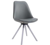 Silla de visita CLP Calais, con base giratoria y patas de madera redondas, estructura gris y color blanco