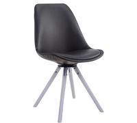 Silla de visita CLP Calais, con base giratoria y patas de madera redondas, estructura negra y color blanco