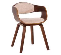 CLP Silla de visita Kingston en tela, madera, respaldo semi-curvado, estilo escandinavo – Nuez/Crema