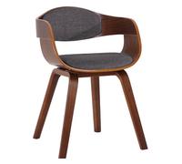 CLP Silla de visita Kingston – Madera, tela, respaldo semi-curvado, escandinavo – Nogal/Gris claro