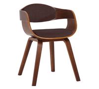 CLP Silla de visita Kingston, tela y madera, respaldo semi-curvado, estilo escandinavo, Nuez/marrón