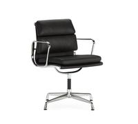 Silla despacho 59x58x80 piel negro alumino, de piel, aluminio piel/aluminio, color negro, cromo, 59x57x80 cm Fijalo