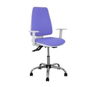 Silla Elche blanca asincro bali azul claro brazos regulables ruedas de parqué