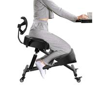 Silla ergonómica de rodillas con respaldo y reposapiés, Altura Ajustable, Cojines Gruesos, Ruedas con Bloqueo para Oficina en casa, Taburete Corrector de Postura para aliviar el Dolor de Espalda.