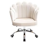 Silla Ergonómica Giratoria Para Oficina y Tocador - Blanca, Bonita y Moderna - De Escritorio, Tapizada En Terciopelo, Concha Ajustable Para Dormitorio