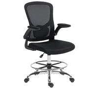 Silla ergonómica HOMCOM para dibujo, soporte lumbar 4D, reposabrazos abatibles, 60×60×108-132 cm, negra