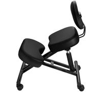 Silla ergonómica para arrodillarse con respaldo y ruedas, silla para rodillas con forma de X, móvil, con altura ajustable y acolchados de espuma gruesa, ideal para aliviar el dolor de cuello o espalda