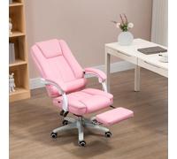 Silla ergonómica para escritorio, silla de trabajo con respaldo ajustable, silla de oficina giratoria con reposapiés y función reclinable, color rosa